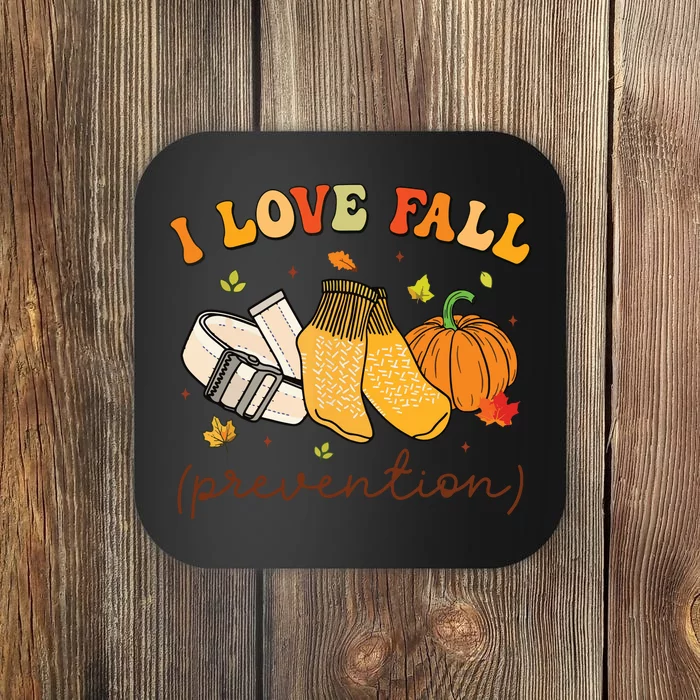 Retro I Love Fall Prevention Fall Physical Therapy Groovy Coaster