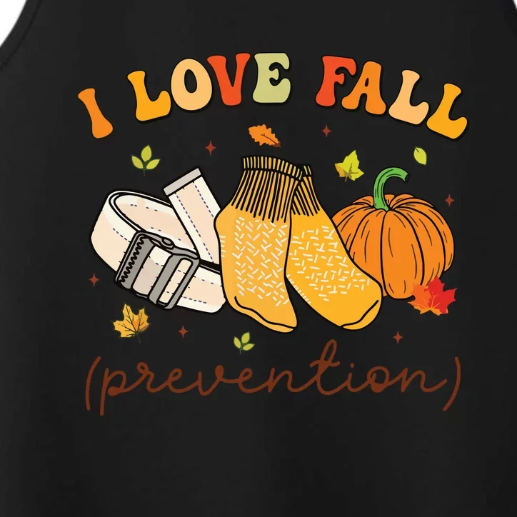 Retro I Love Fall Prevention Fall Physical Therapy Groovy Performance Tank