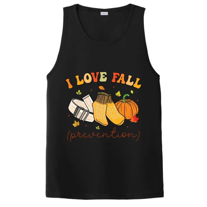 Retro I Love Fall Prevention Fall Physical Therapy Groovy Performance Tank