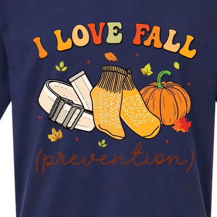 Retro I Love Fall Prevention Fall Physical Therapy Groovy Sueded Cloud Jersey T-Shirt