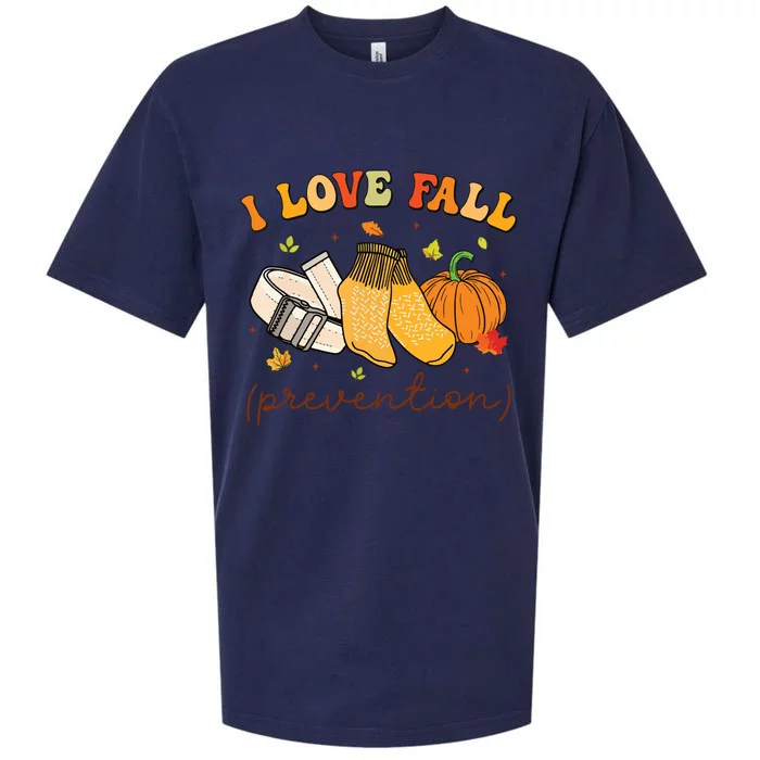 Retro I Love Fall Prevention Fall Physical Therapy Groovy Sueded Cloud Jersey T-Shirt