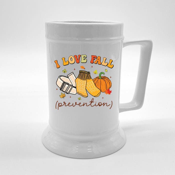 Retro I Love Fall Prevention Fall Physical Therapy Groovy Front & Back Beer Stein