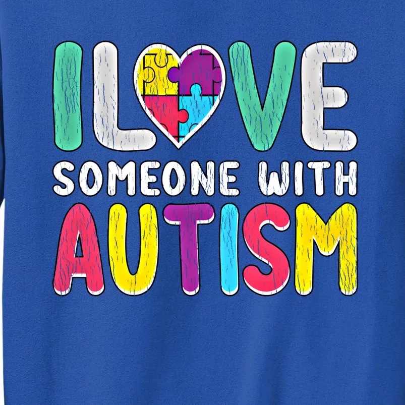 Retro I Love Someone With Autism Awareness Family Matching Gift Sweatshirt