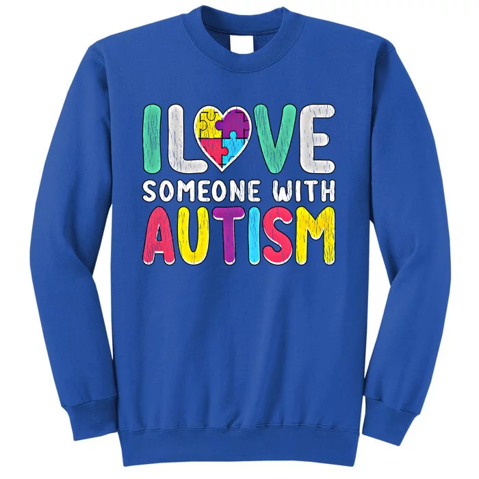 Retro I Love Someone With Autism Awareness Family Matching Gift Sweatshirt