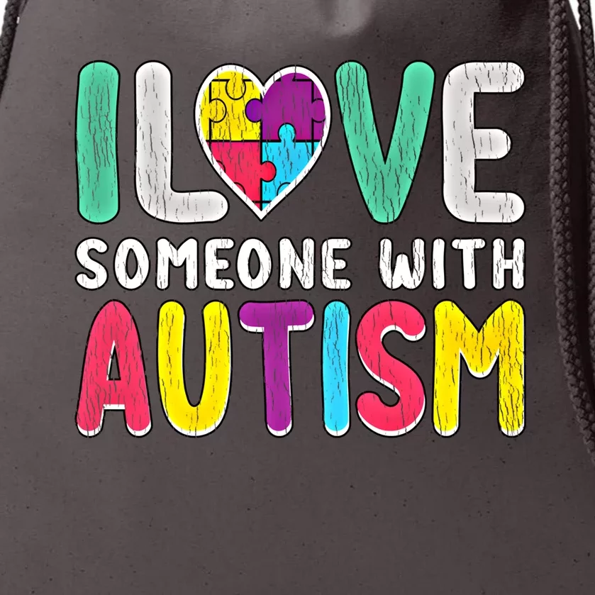 Retro I Love Someone With Autism Awareness Family Matching Gift Drawstring Bag