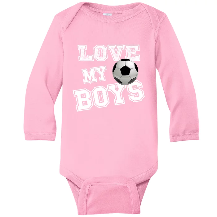 Retro I Love My Soccer Funny Gift For Momscool Giftfutbol Soccer Mom Cool Gift Baby Long Sleeve Bodysuit