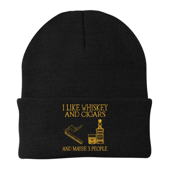 Retro I Like Whiskey And Cigars And Maybe 3 People Knit Cap Winter Beanie