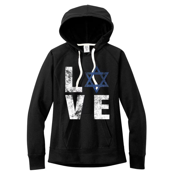 Retro I Love Israel Jewish Gifts Star of David Israeli Women's Fleece Hoodie