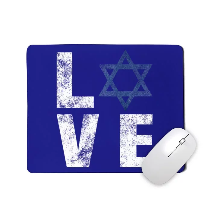 Retro I Love Israel Jewish Gifts Star of David Israeli Mousepad