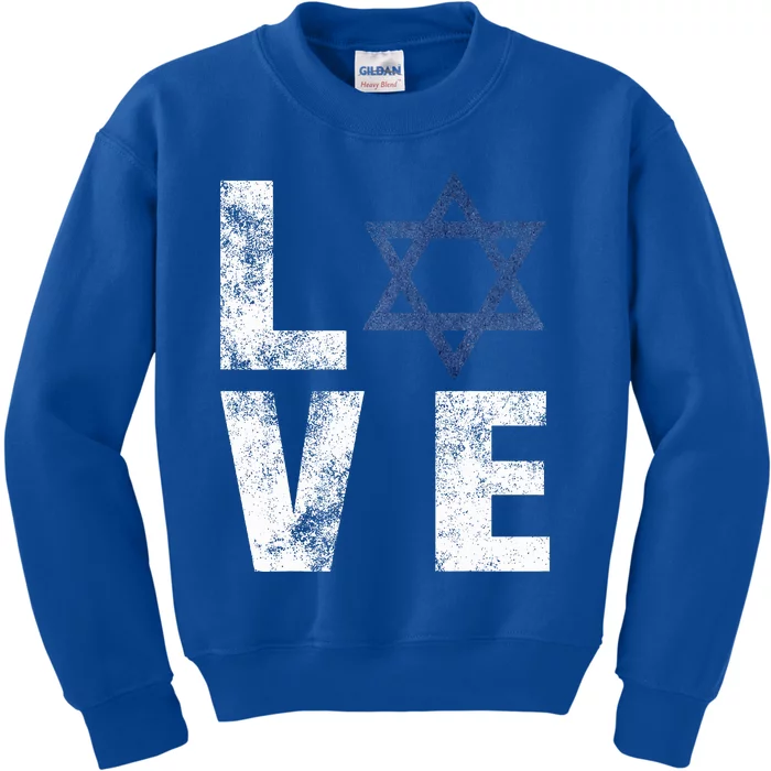 Retro I Love Israel Jewish Gifts Star of David Israeli Kids Sweatshirt