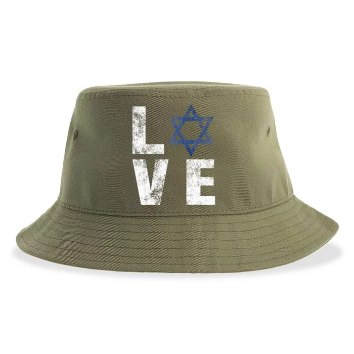 Retro I Love Israel Jewish Gifts Star of David Israeli Sustainable Bucket Hat