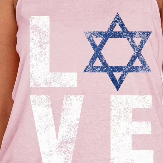 Retro I Love Israel Jewish Gifts Star of David Israeli Women's Knotted Racerback Tank