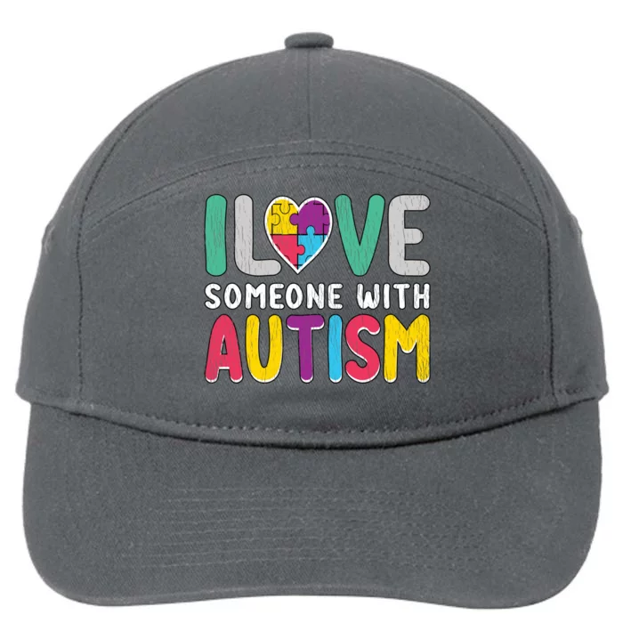 Retro I Love Someone With Autism Awareness Family Matching Great Gift 7-Panel Snapback Hat