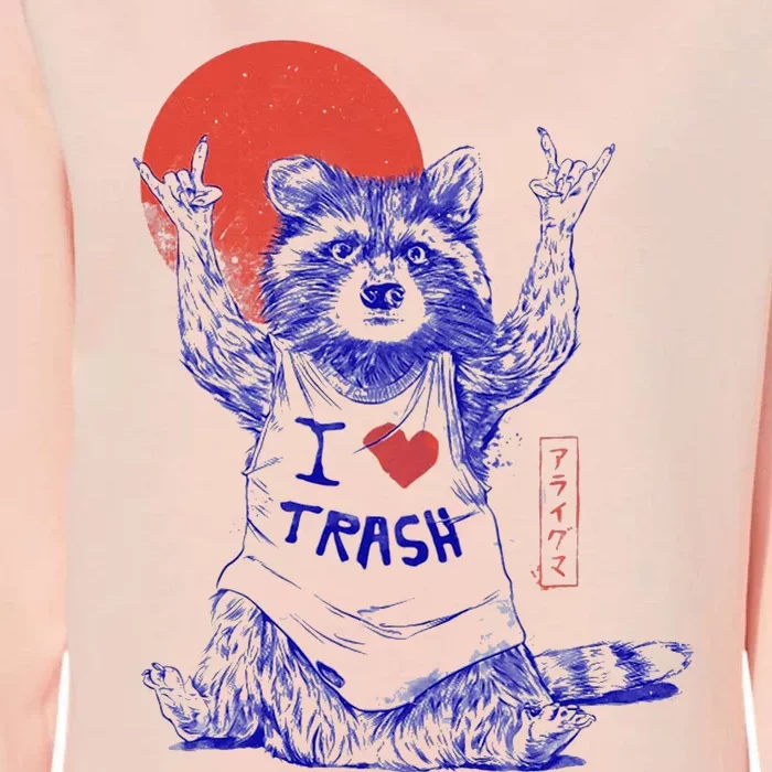 Raccoon I Love Trash Japanese Samurai Garbage Gang Womens California Wash Sweatshirt