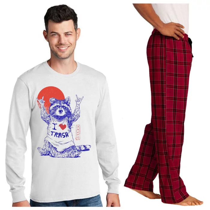 Raccoon I Love Trash Japanese Samurai Garbage Gang Long Sleeve Pajama Set