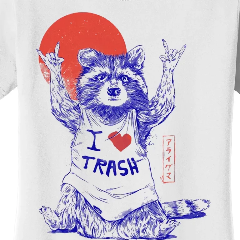 Raccoon I Love Trash Japanese Samurai Garbage Gang Women's T-Shirt