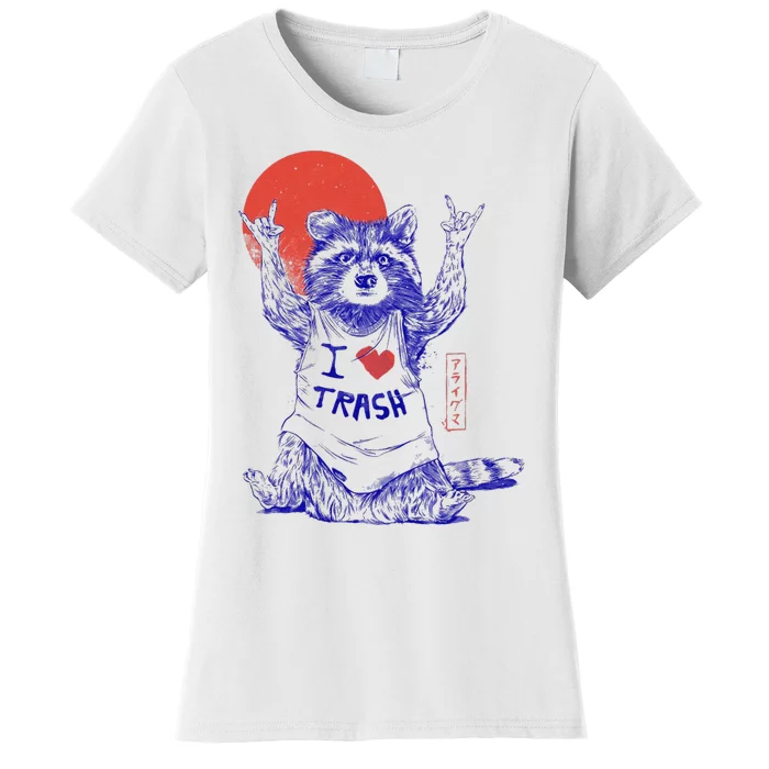 Raccoon I Love Trash Japanese Samurai Garbage Gang Women's T-Shirt