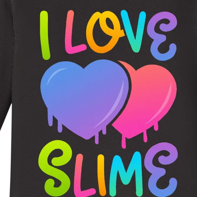 Rainbow I Love Slime DIY Slime Lovers Heart Baby Long Sleeve Bodysuit