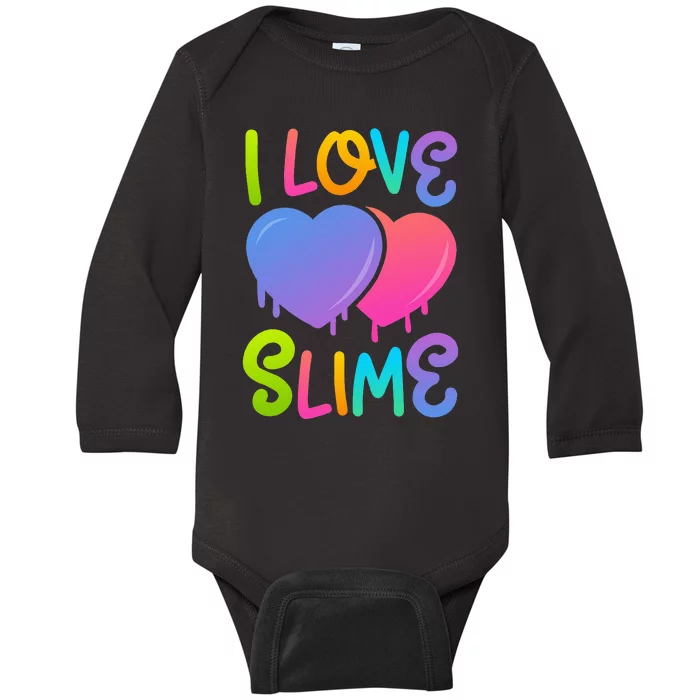 Rainbow I Love Slime DIY Slime Lovers Heart Baby Long Sleeve Bodysuit