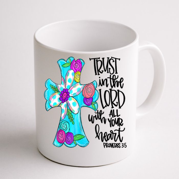 Rust In Lord Easter Christian All Your Heart Floral Cross Front & Back Coffee Mug