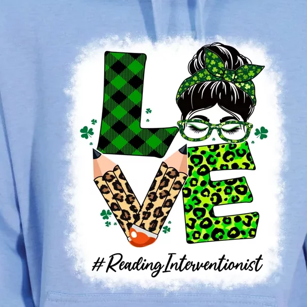 Reading Interventionist Love Bleached Messy Bun St Patricks Gift Unisex Surf Hoodie