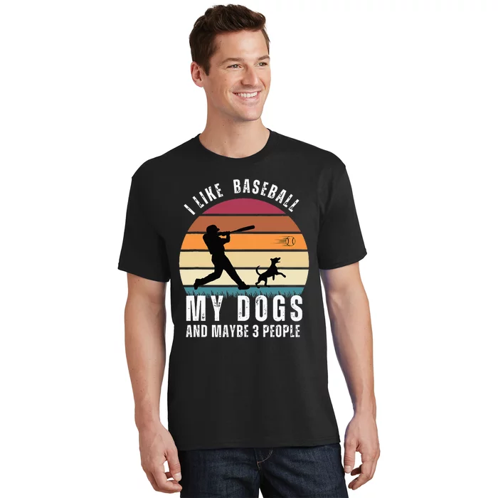 Retro I like Baseball my dogs and maybe 3 people T-Shirt