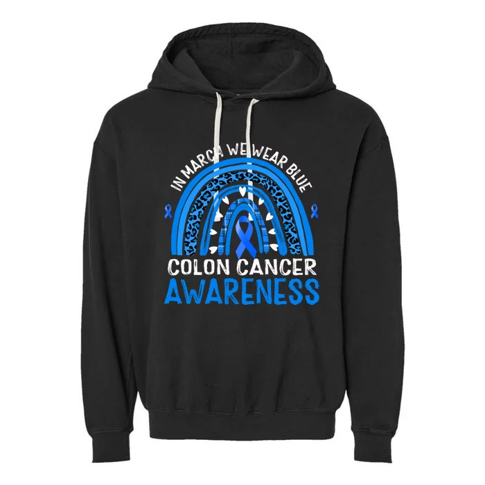 Rainbow In March We Wear Blue Colon Cancer Awareness Gift Garment-Dyed Fleece Hoodie