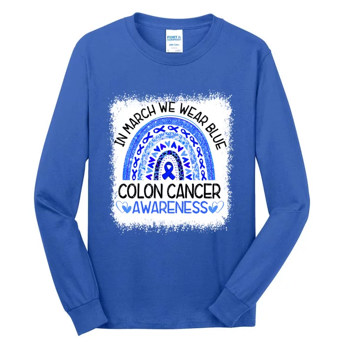 Rainbow In March We Wear Blue Colon Cancer Awareness Gift Tall Long Sleeve T-Shirt