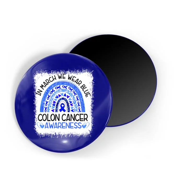 Rainbow In March We Wear Blue Colon Cancer Awareness Gift Magnet