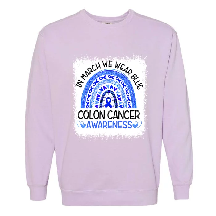 Rainbow In March We Wear Blue Colon Cancer Awareness Gift Garment-Dyed Sweatshirt