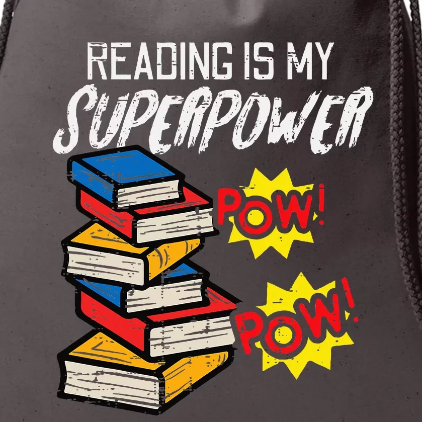 Reading Is My Superpower Funny Book Lover Bookworm Librarian Drawstring Bag