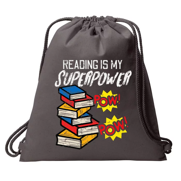 Reading Is My Superpower Funny Book Lover Bookworm Librarian Drawstring Bag