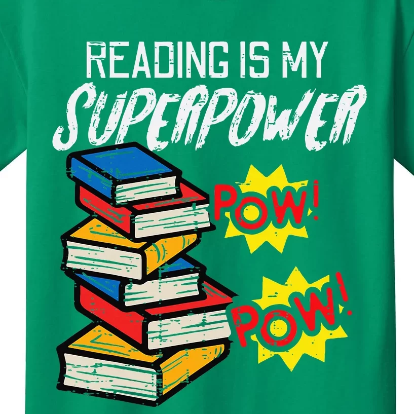 Reading Is My Superpower Funny Book Lover Bookworm Librarian Kids T-Shirt