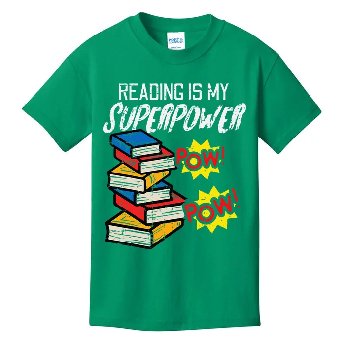 Reading Is My Superpower Funny Book Lover Bookworm Librarian Kids T-Shirt