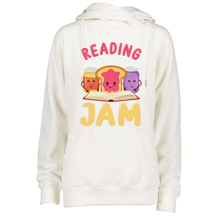 Reading Is My Jam Funny I Love To Read Books Womens Funnel Neck Pullover Hood