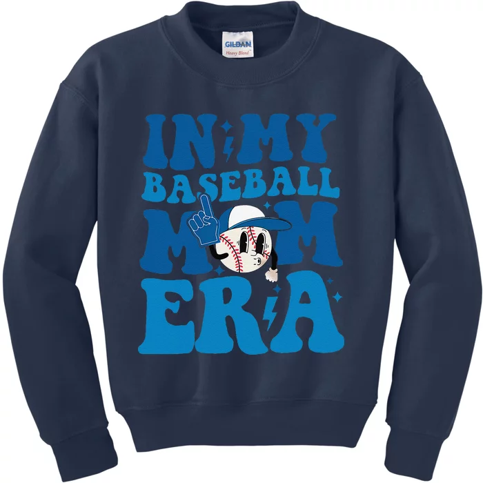 Retro In My Baseball Mom Era Smile Face Funny Mothers Day Kids Sweatshirt