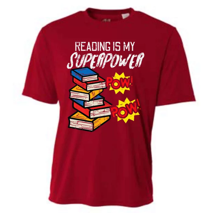 Reading Is My Superpower Funny Book Lover Bookworm Librarian Cooling Performance Crew T-Shirt