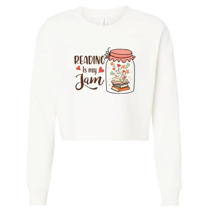 Readeing Is My Jam Gift For Reading Books Cropped Pullover Crew