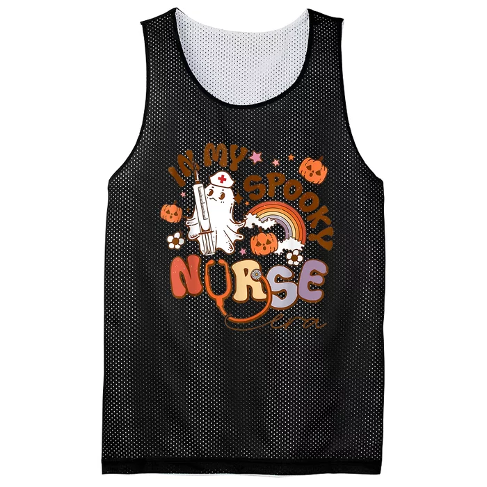 Retro In My Spooky Nurse Era Funny Spooky Nurse Halloween Mesh Reversible Basketball Jersey Tank