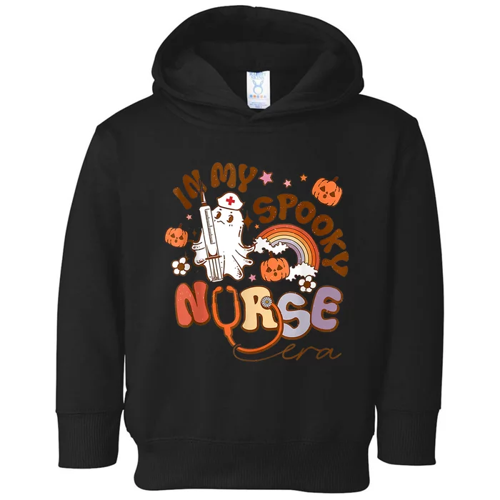 Retro In My Spooky Nurse Era Funny Spooky Nurse Halloween Toddler Hoodie