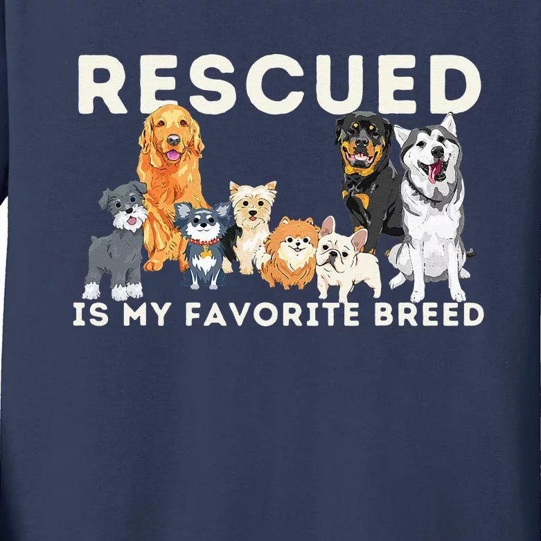 Rescued Is My Favorite Breed Animal Rescue Kids Long Sleeve Shirt