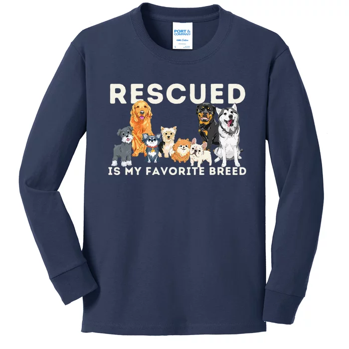 Rescued Is My Favorite Breed Animal Rescue Kids Long Sleeve Shirt