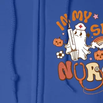 Retro In My Spooky Nurse Era Spooky Nurse Halloween Ghost Cute Gift Full Zip Hoodie