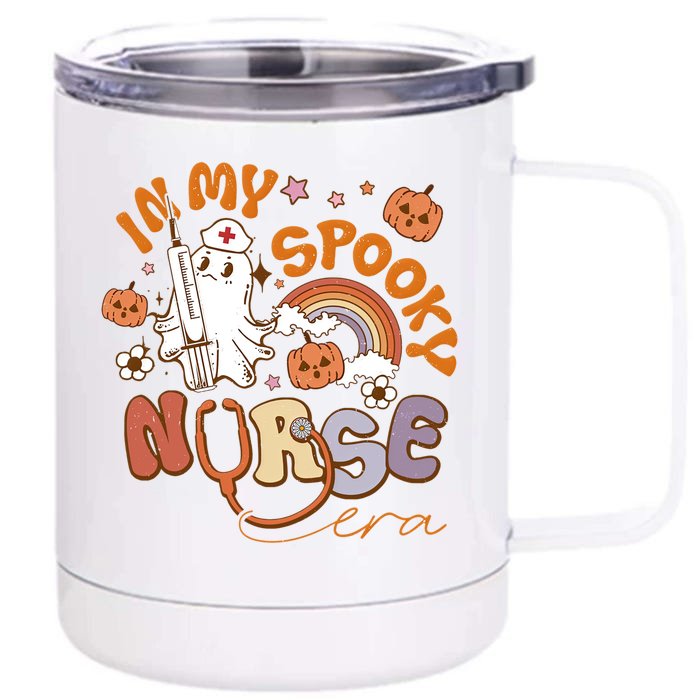 Retro In My Spooky Nurse Era Spooky Nurse Halloween Ghost Cute Gift Front & Back 12oz Stainless Steel Tumbler Cup