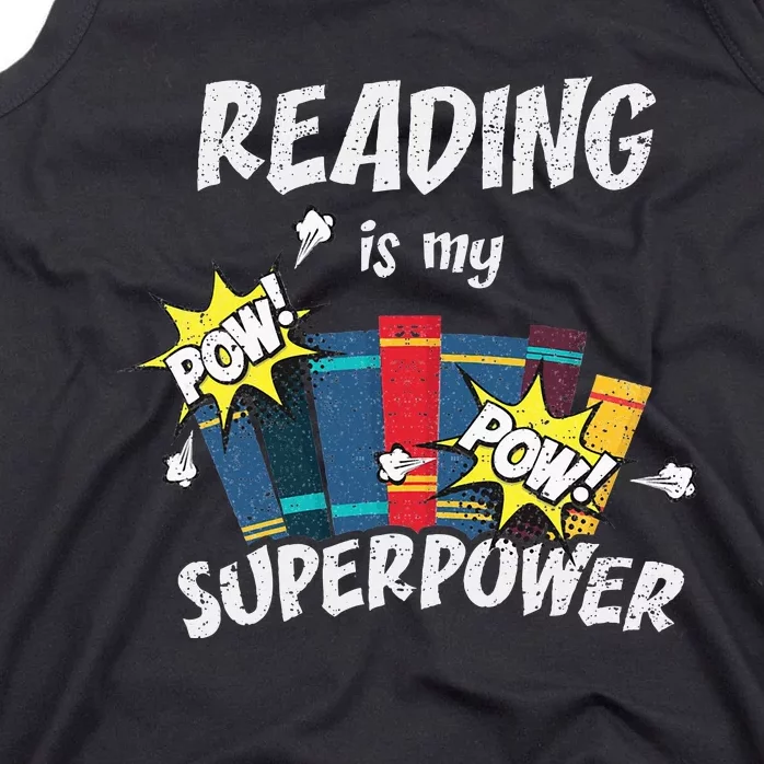 Reading Is My Superpower Fun Cute Book Hero Gift Tank Top