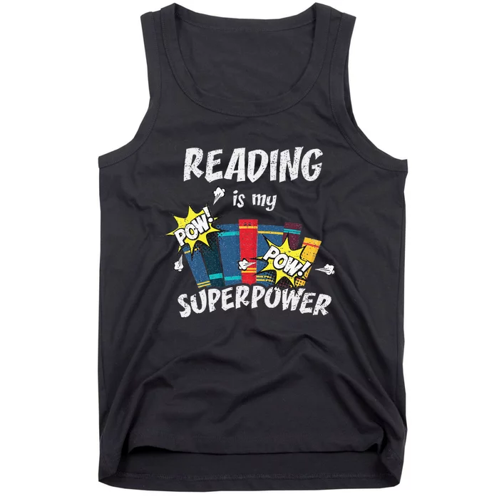 Reading Is My Superpower Fun Cute Book Hero Gift Tank Top