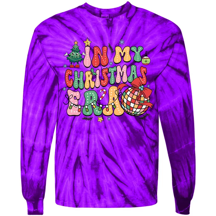 Retro In My Christmas Era Holiday Season Tie-Dye Long Sleeve Shirt