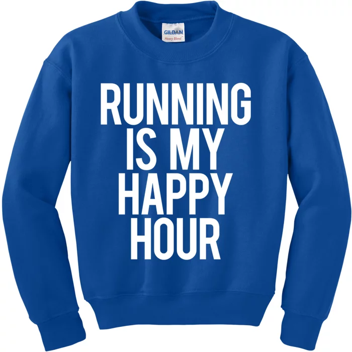 Running Is My Happy Hour Funny Workout Cardio Gym Motivation Gift Kids Sweatshirt