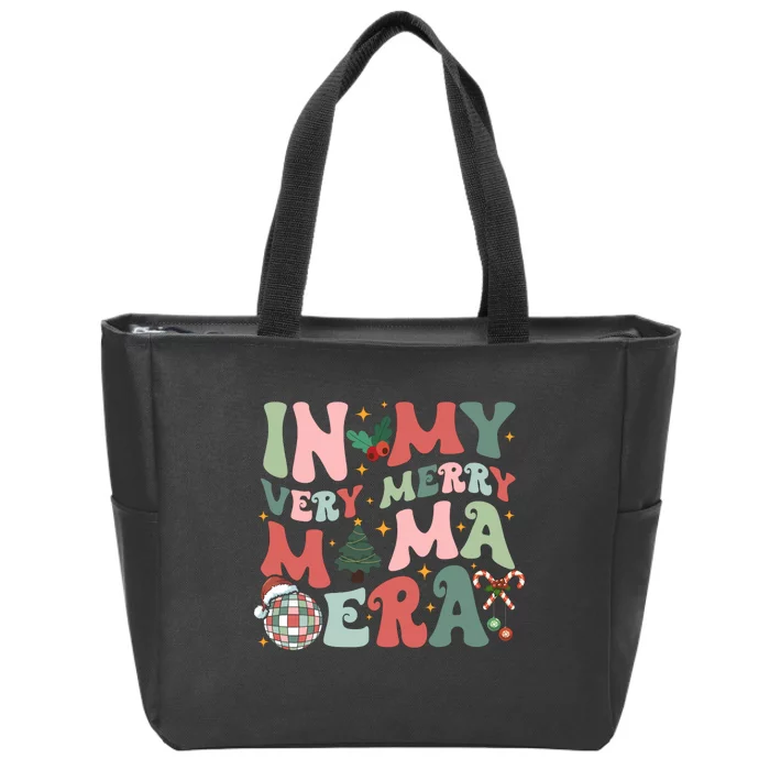 Retro In My Very Merry Mama Era Christmas Mama Disco Ball Zip Tote Bag