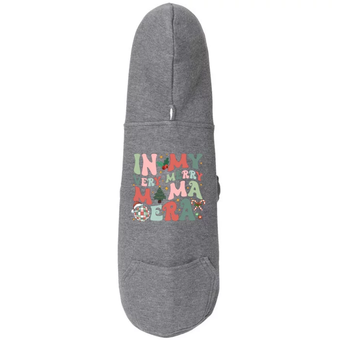 Retro In My Very Merry Mama Era Christmas Mama Disco Ball Gift Doggie 3-End Fleece Hoodie